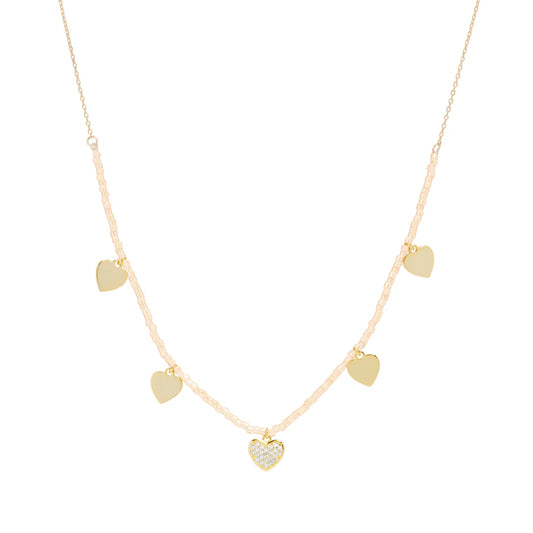 LILA BEADED HEART NECKLACE