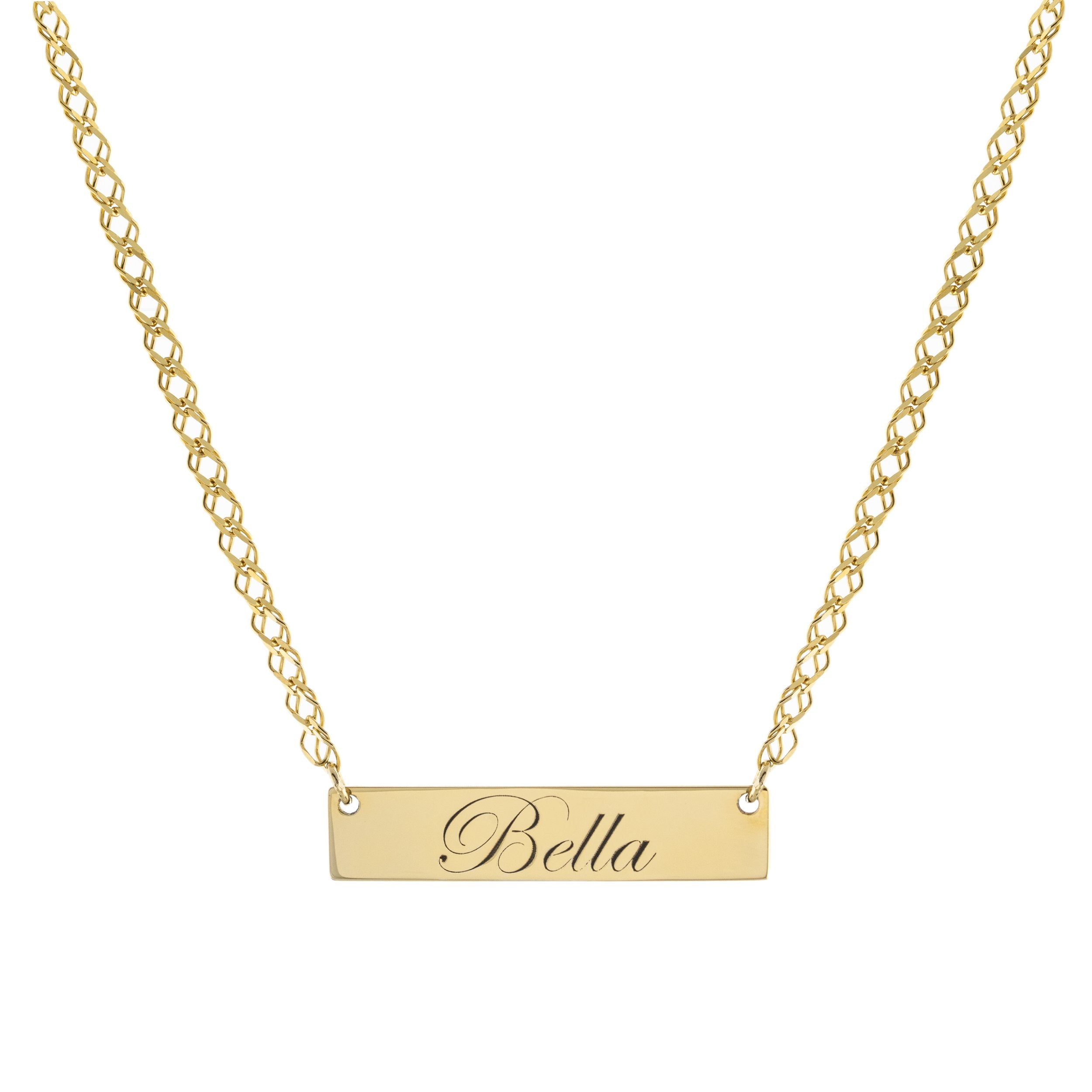 Collar Bella Placa Grabada – Baño de Oro 14K - joyería AMANZA
