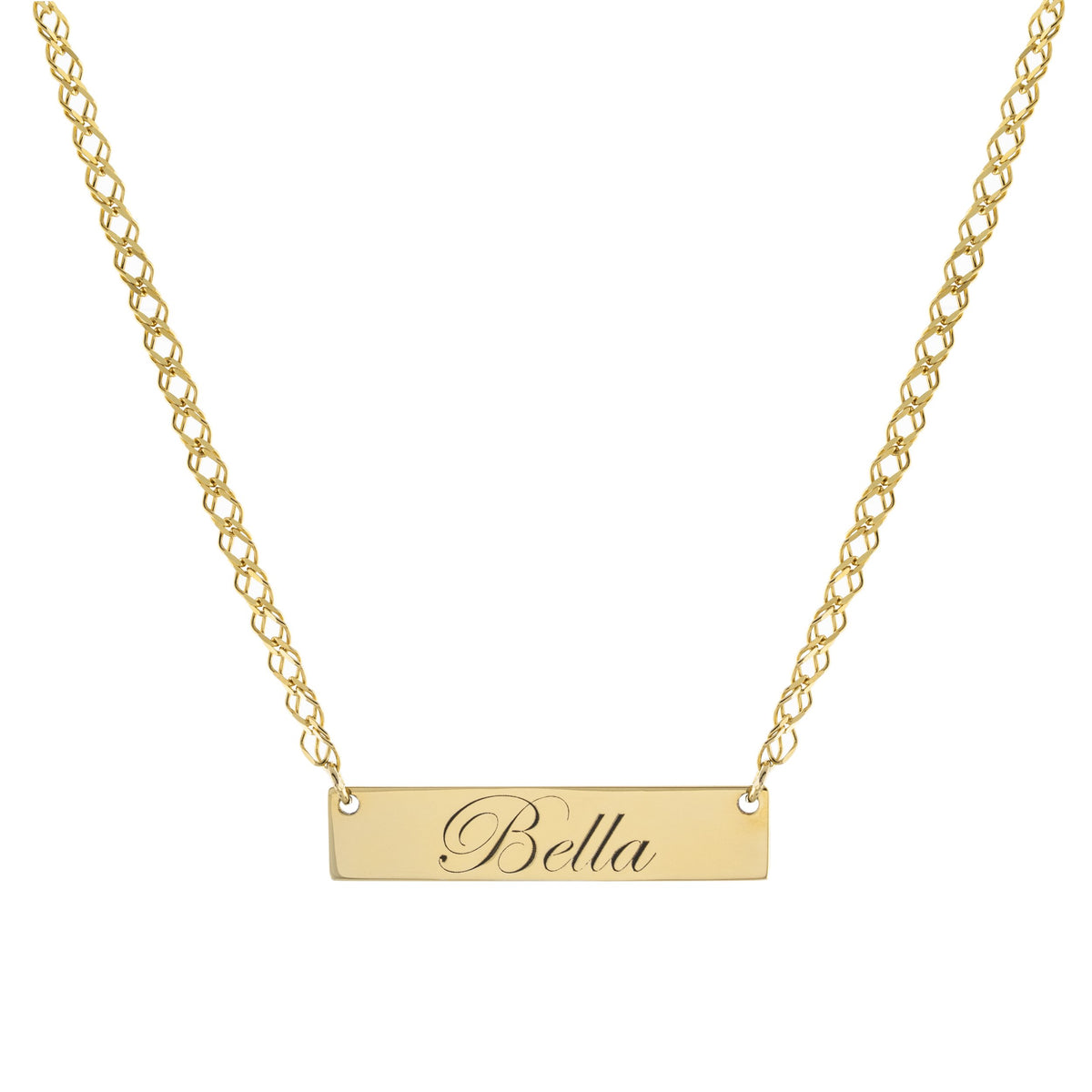 Collar Bella Placa Grabada – Baño de Oro 14K - joyería AMANZA