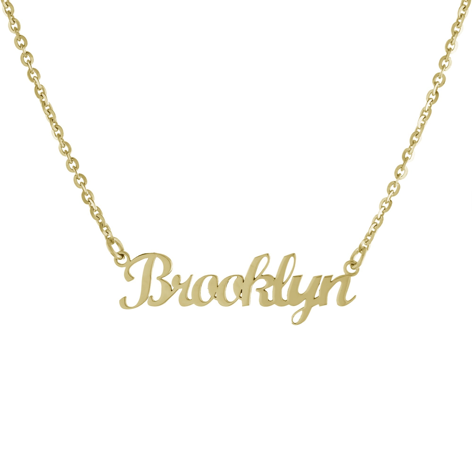 Collar Brooklyn Nombre en Cursiva – Baño de Oro 14K - joyería AMANZA