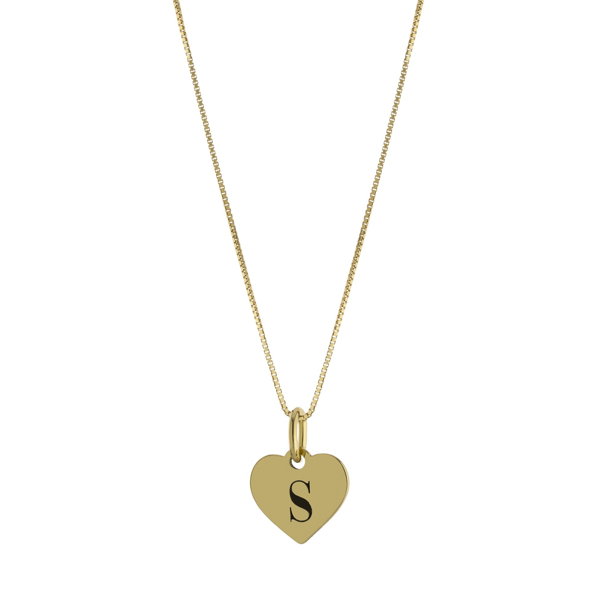 Collar Corazón Inicial S – Baño de Oro 14K - joyería AMANZA