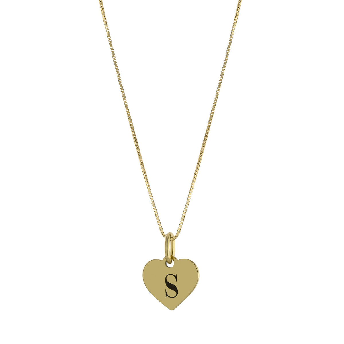 Collar Corazón Inicial S – Baño de Oro 14K - joyería AMANZA