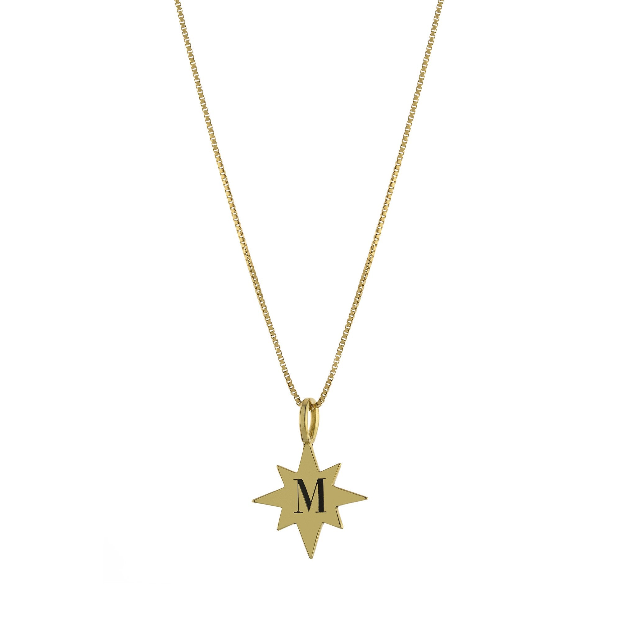 Collar Estrella Inicial M – Baño de Oro 14K - joyería AMANZA