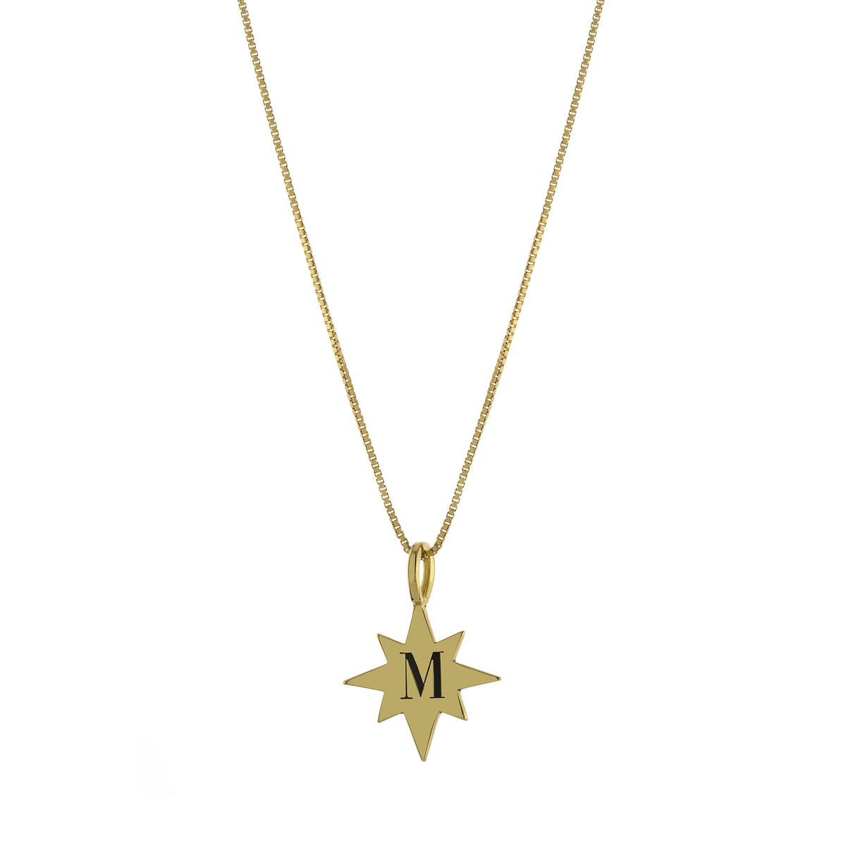 Collar Estrella Inicial M – Baño de Oro 14K - joyería AMANZA