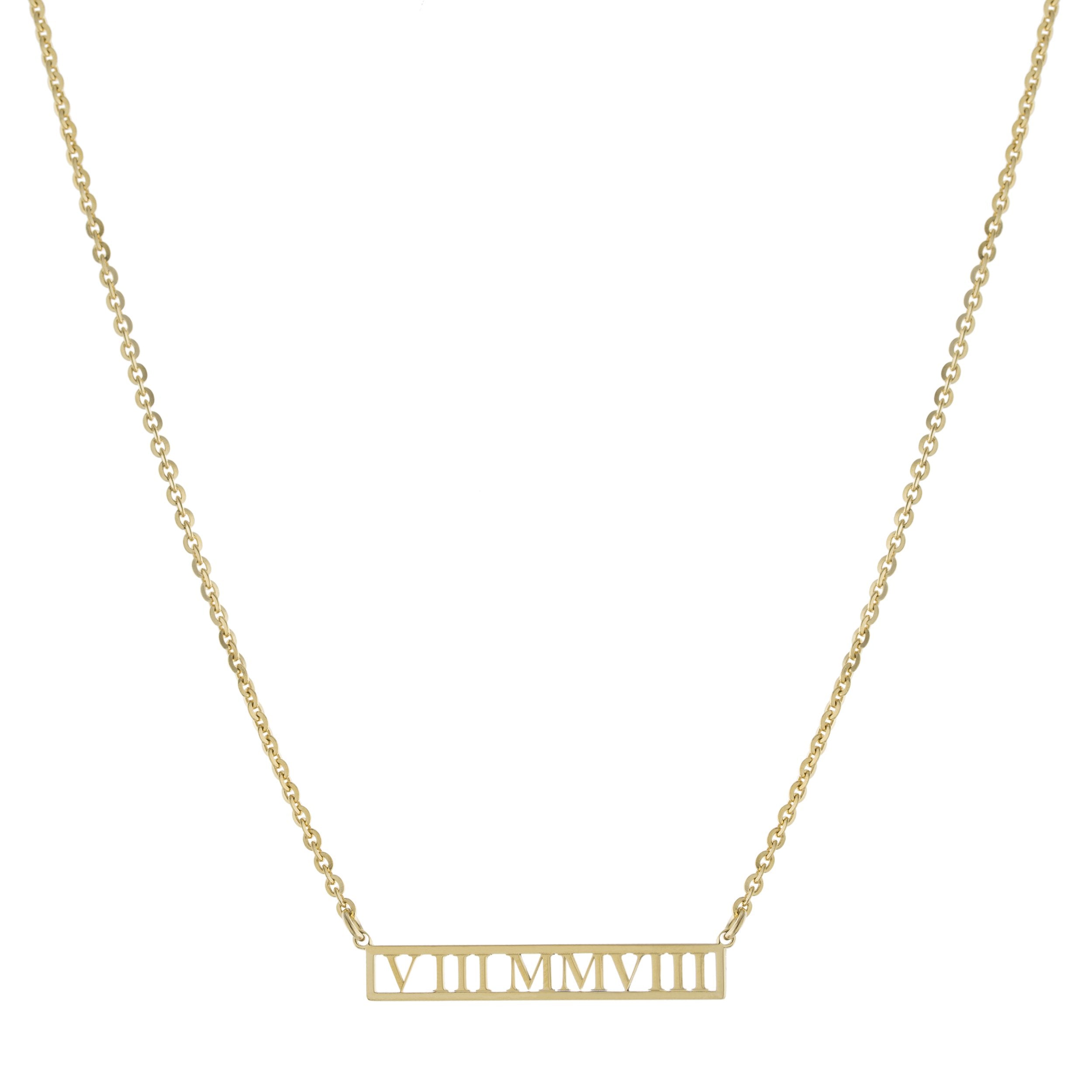 Collar Fecha en Números Romanos – Baño de Oro 14K - joyería AMANZA