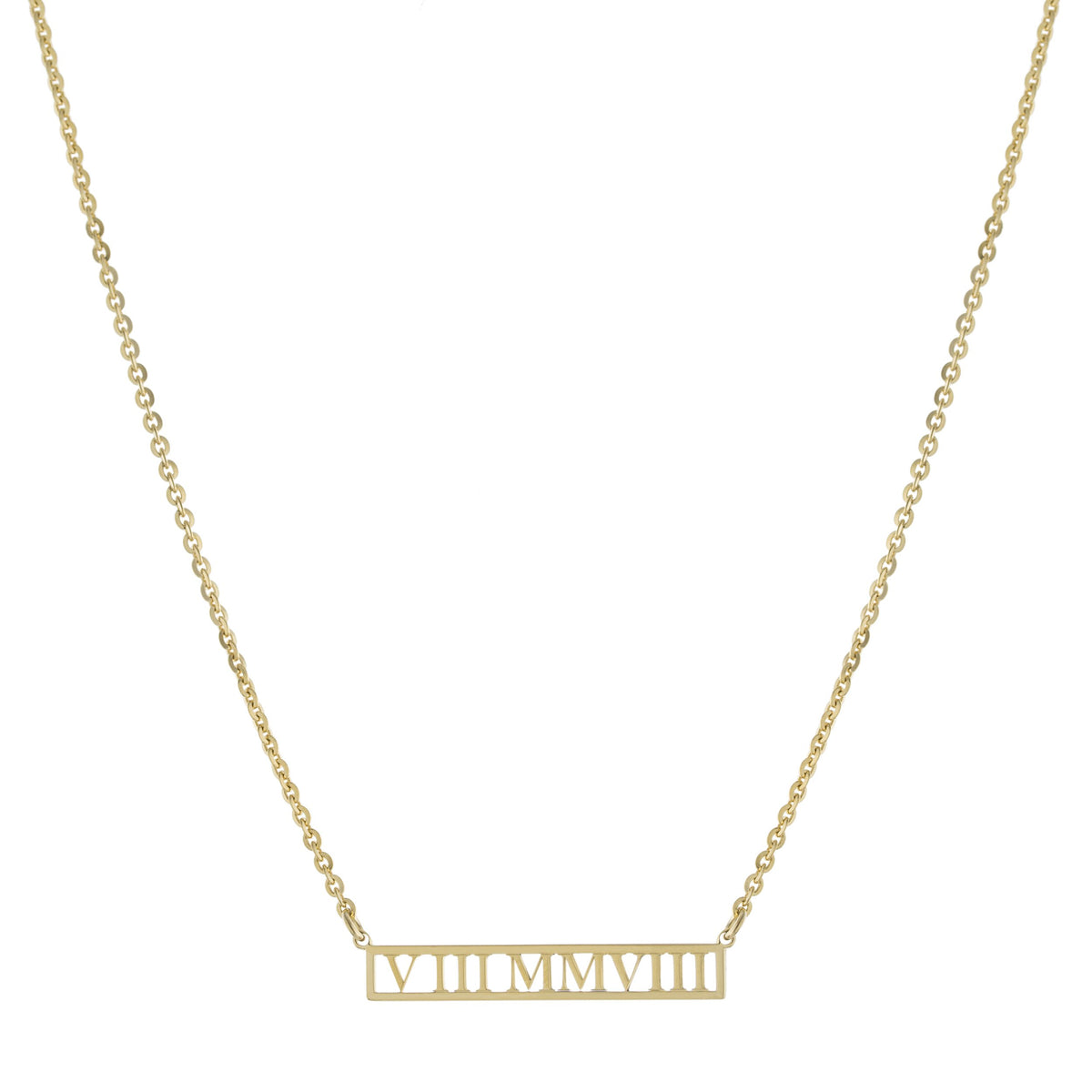 Collar Fecha en Números Romanos – Baño de Oro 14K - joyería AMANZA