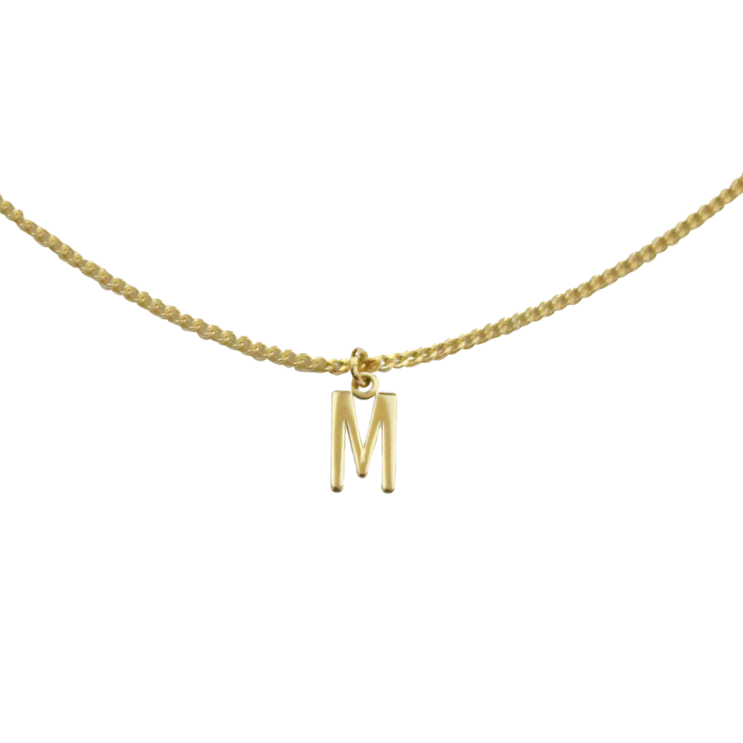 Collar Inicial M – Baño de Oro 14K - joyería AMANZA