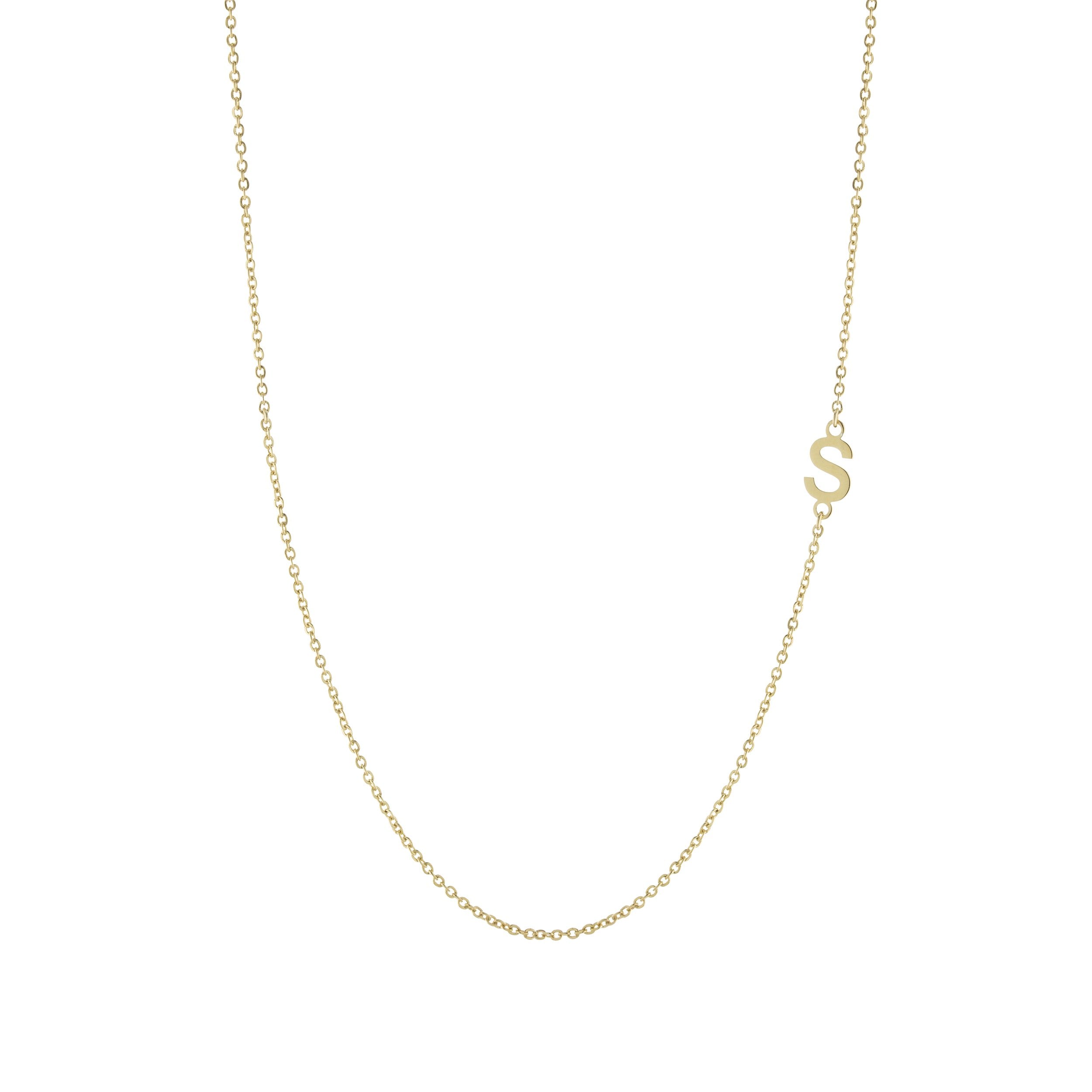 Collar Inicial S Lateral – Baño de Oro 14K - joyería AMANZA