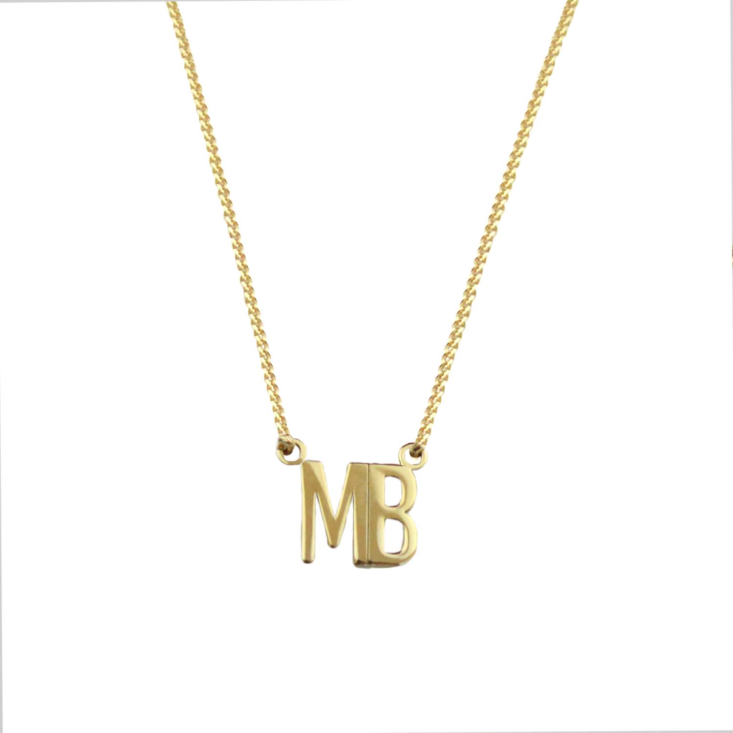 Collar Iniciales MB – Baño de Oro 14K - joyería AMANZA