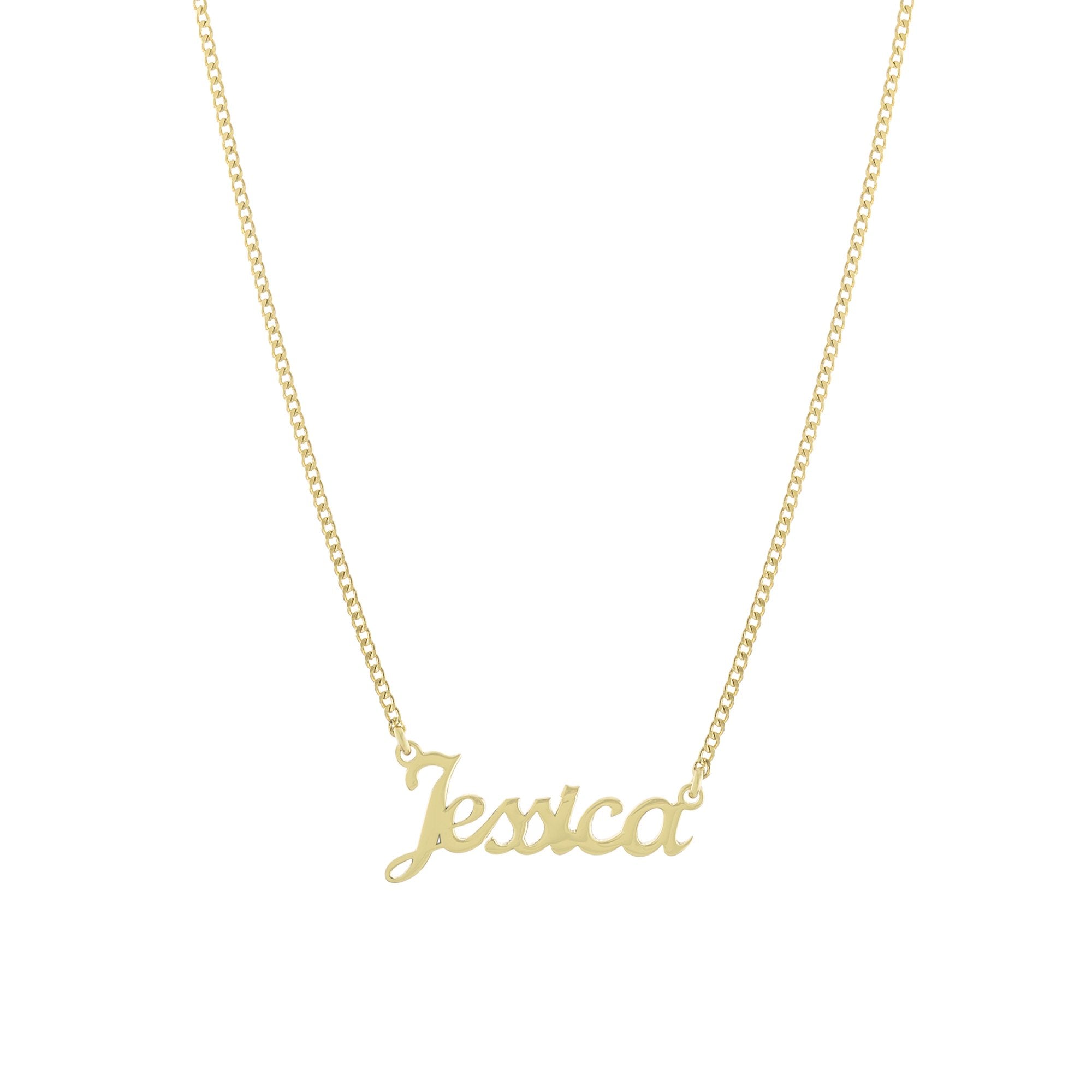 Collar Jessica Nombre en Cursiva – Baño de Oro 14K - joyería AMANZA