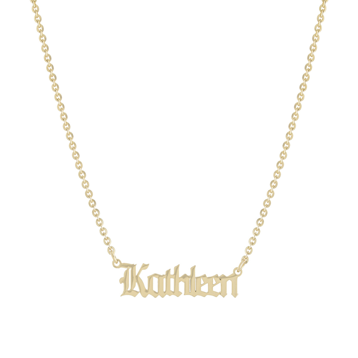 Collar Kathleen Nombre Gótico – Baño de Oro 14K - joyería AMANZA