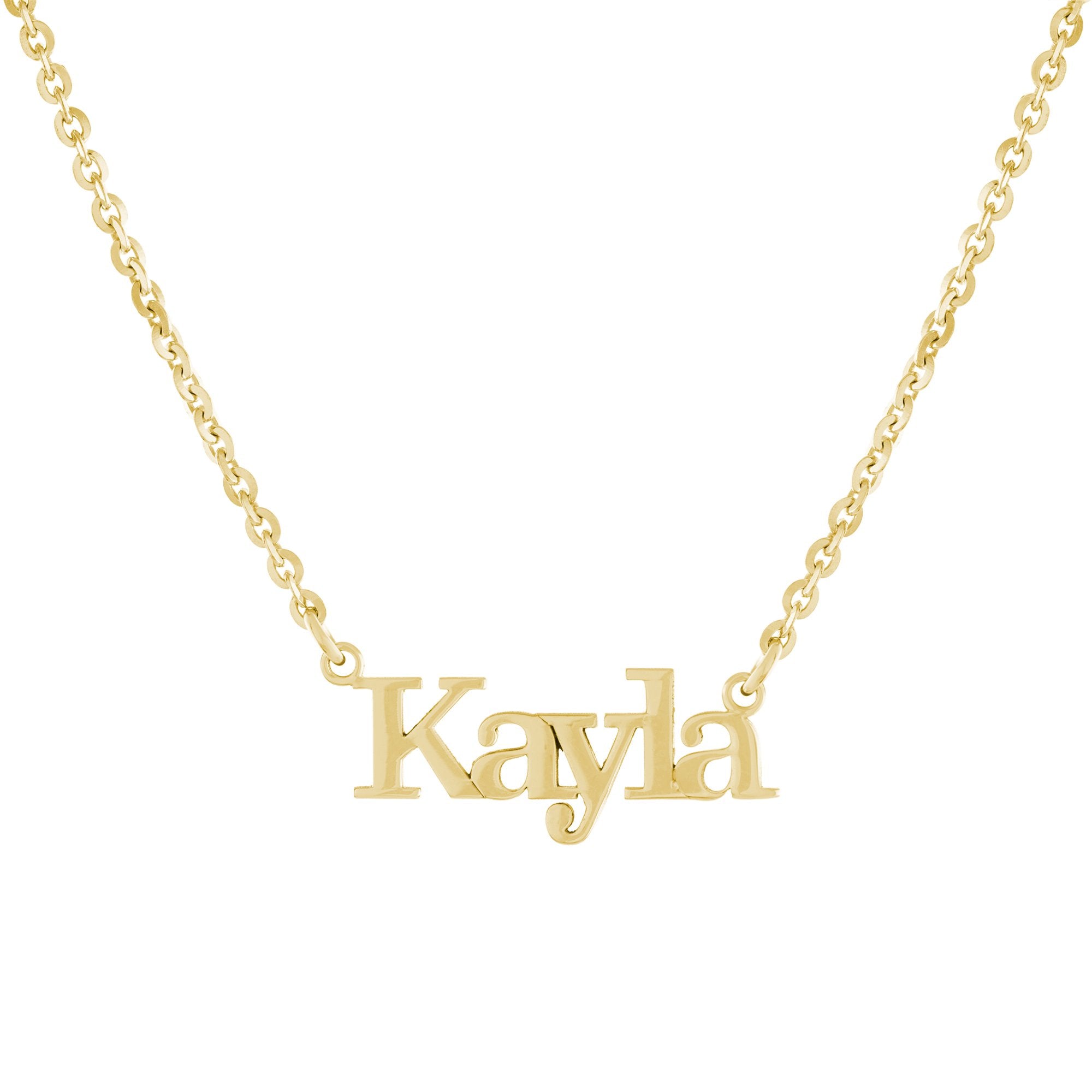 Collar Kayla Nombre Serif – Baño de Oro 14K - joyería AMANZA