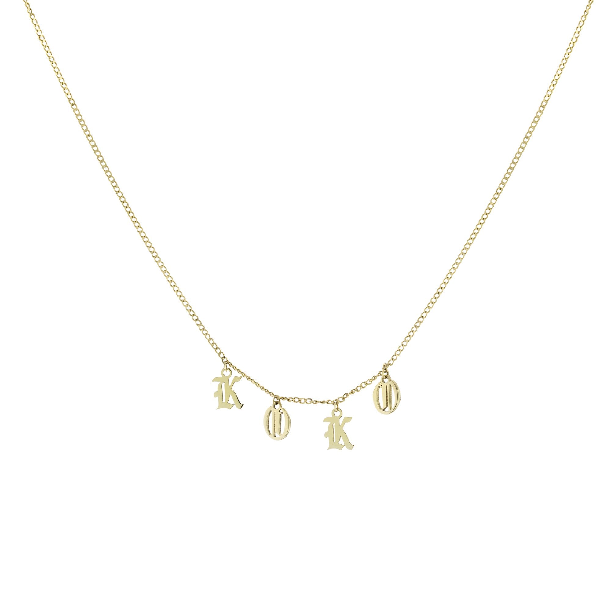 Collar Koko Letras Colgantes – Baño de Oro 14K - joyería AMANZA