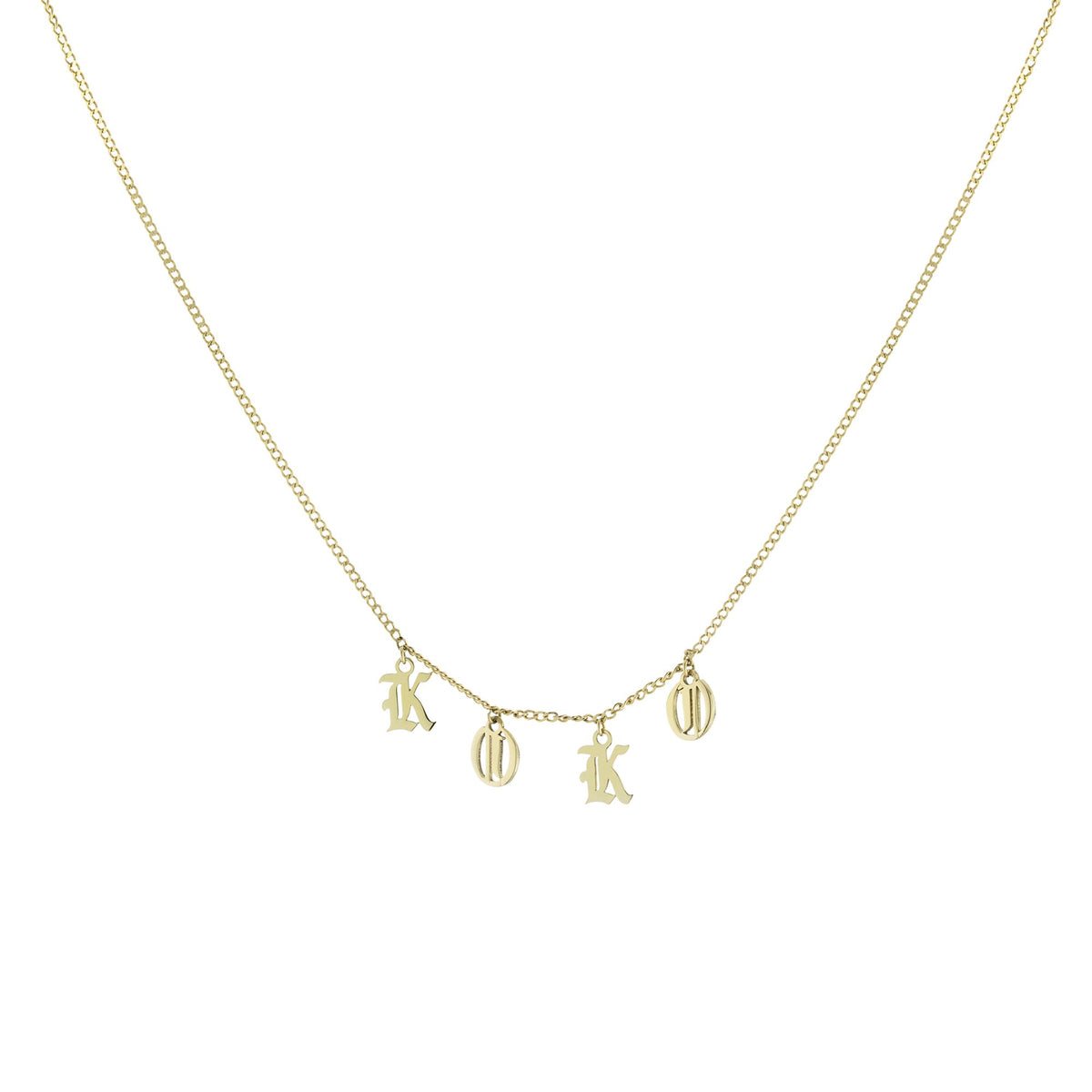 Collar Koko Letras Colgantes – Baño de Oro 14K - joyería AMANZA