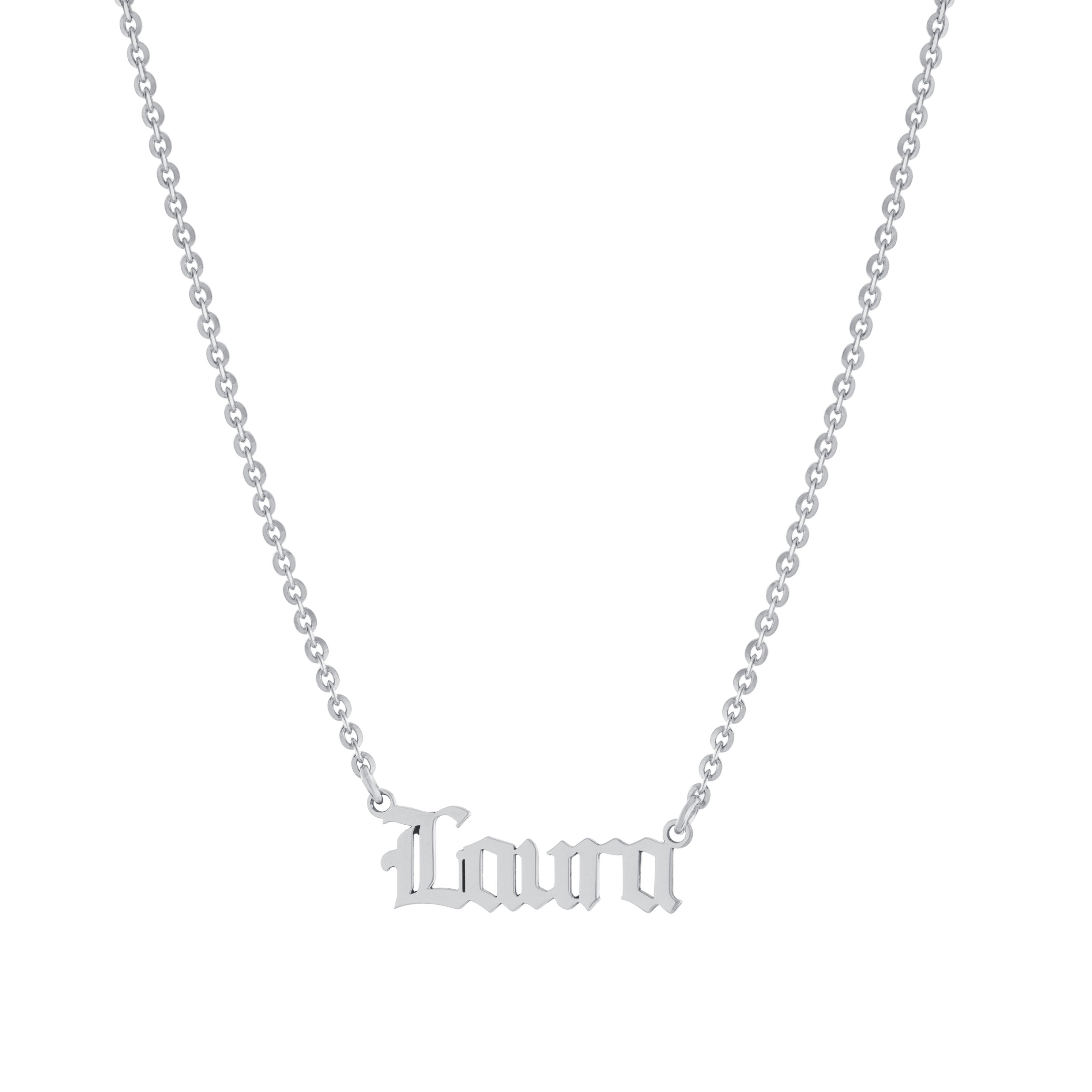 Collar Laura Nombre Gótico – Plata .925 - joyería AMANZA