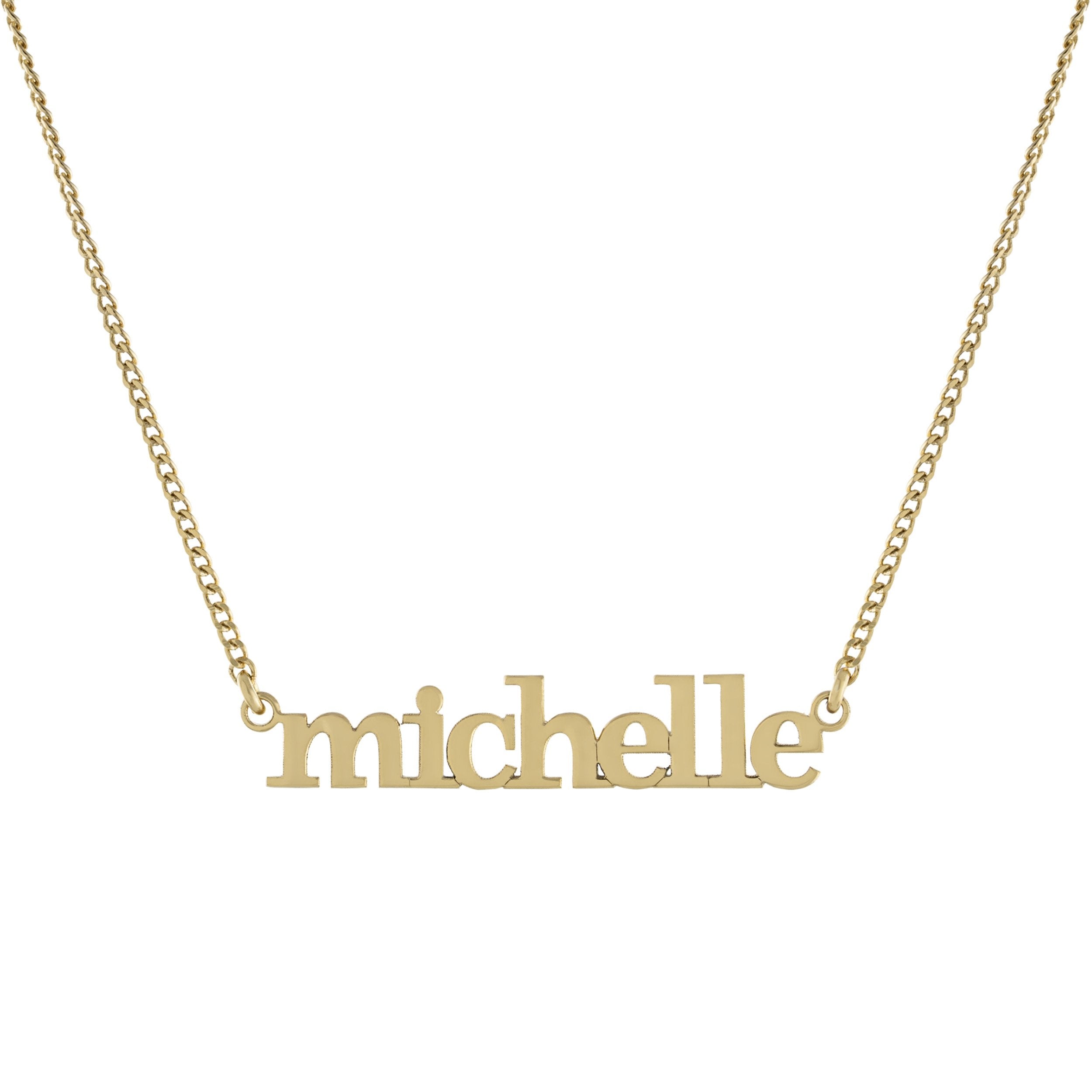 Collar Michelle Nombre Serif – Baño de Oro 14K - joyería AMANZA