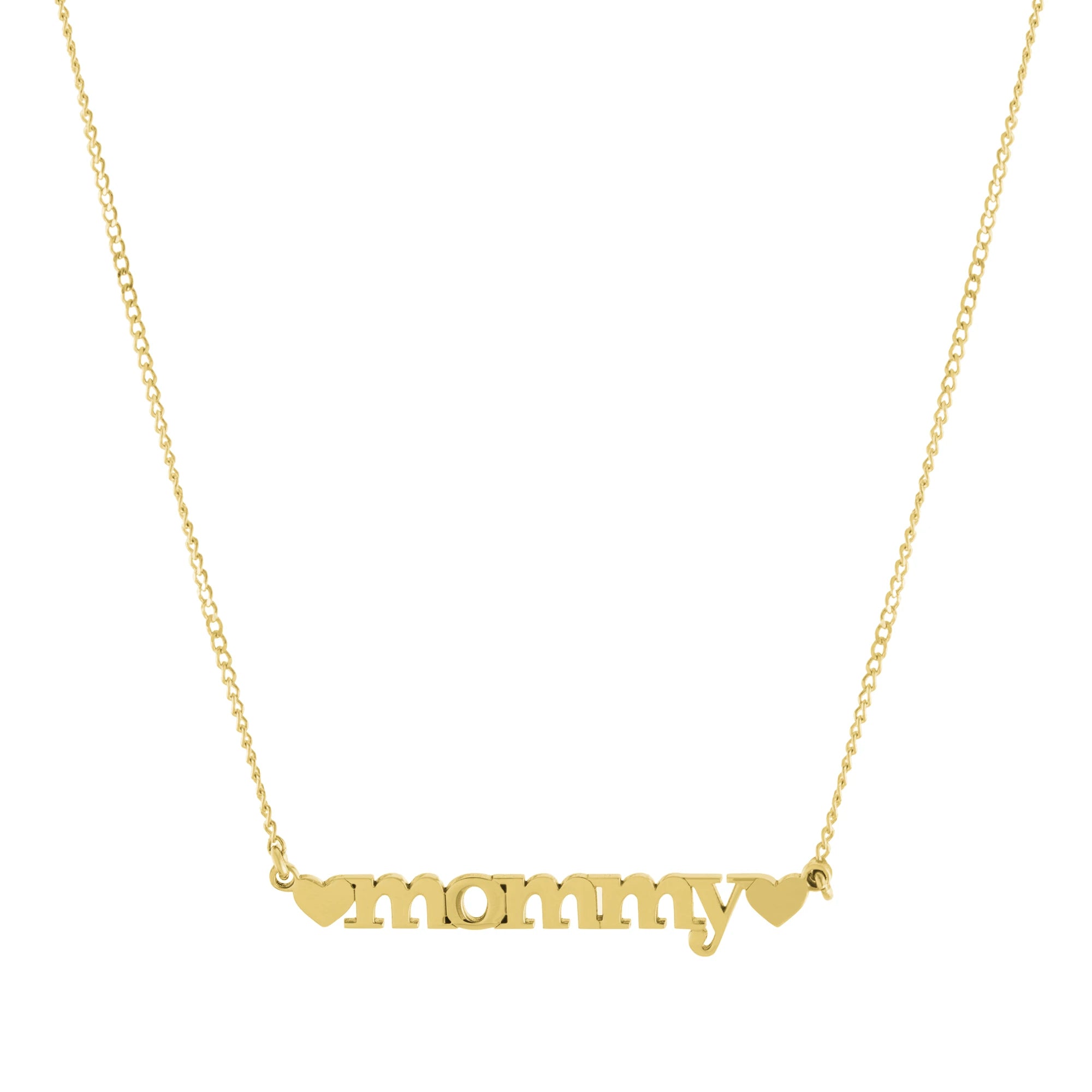 Collar Mommy con Corazones – Baño de Oro 14K - joyería AMANZA