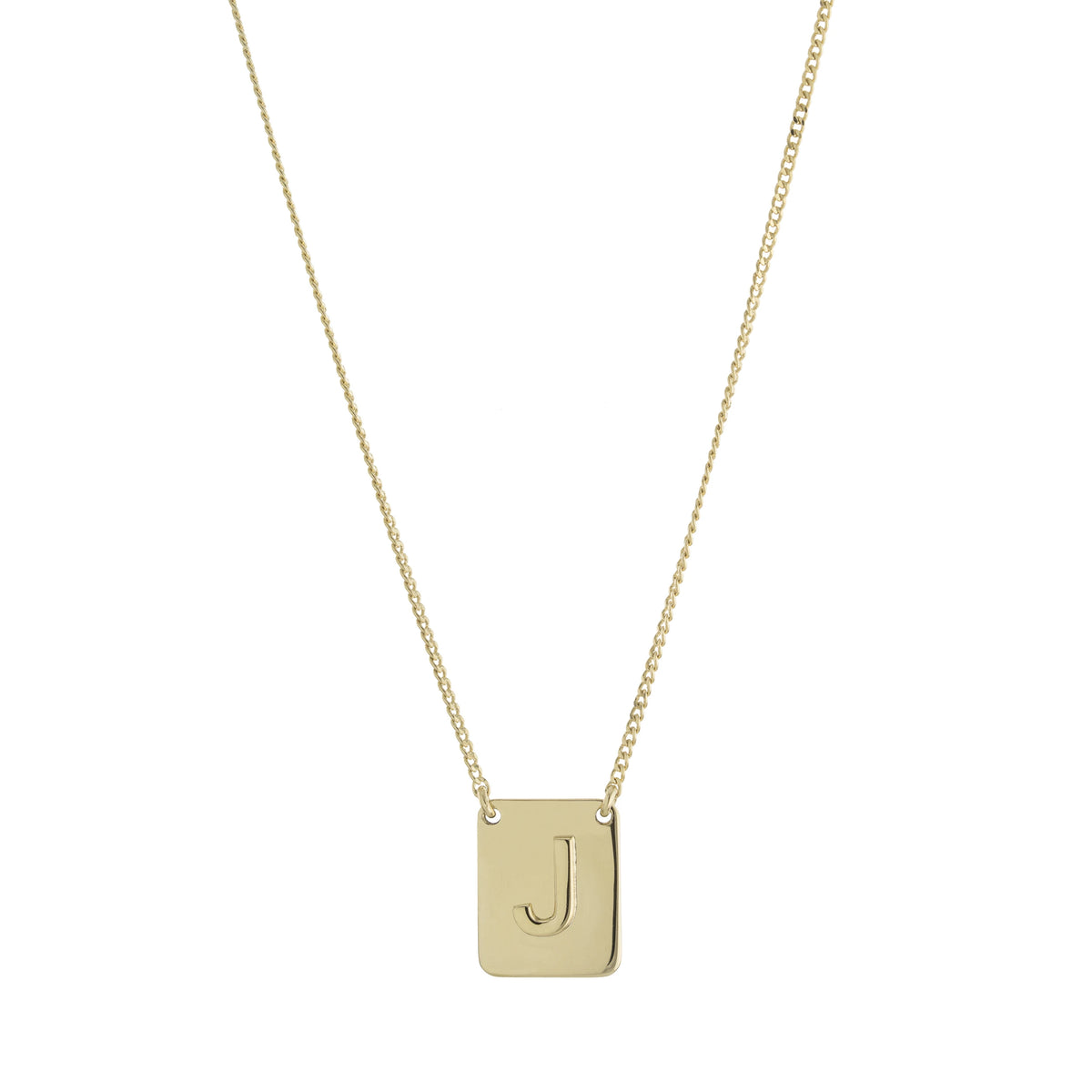 Collar Placa Inicial J – Baño de Oro 14K - joyería AMANZA