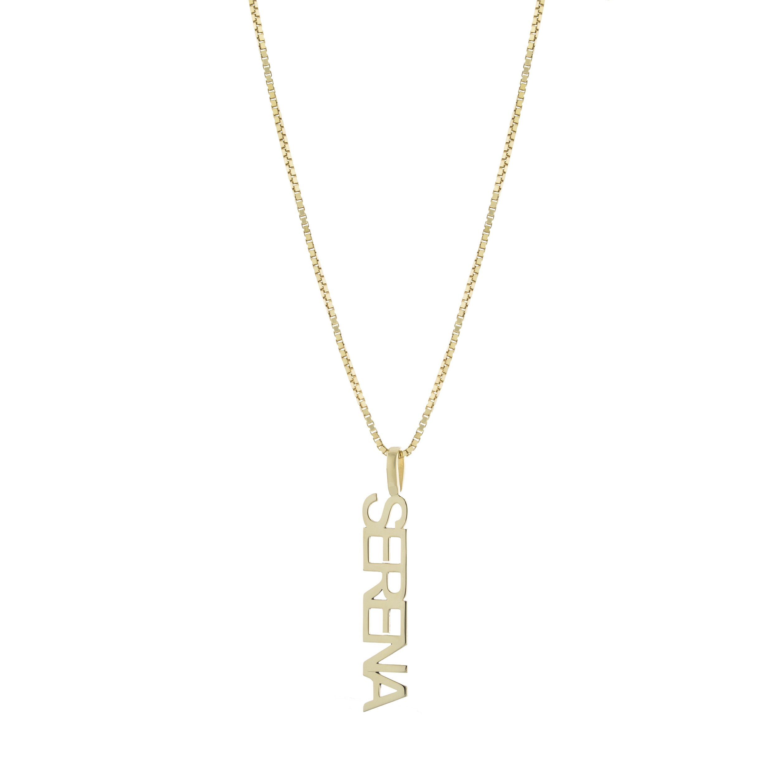 Collar Serena Nombre Vertical – Baño de Oro 14K - joyería AMANZA