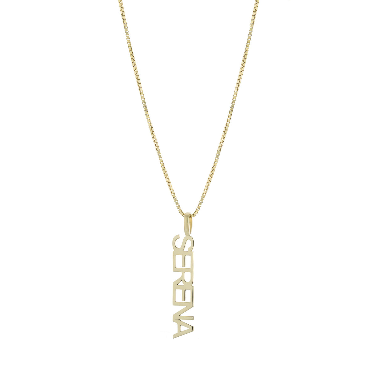 Collar Serena Nombre Vertical – Baño de Oro 14K - joyería AMANZA