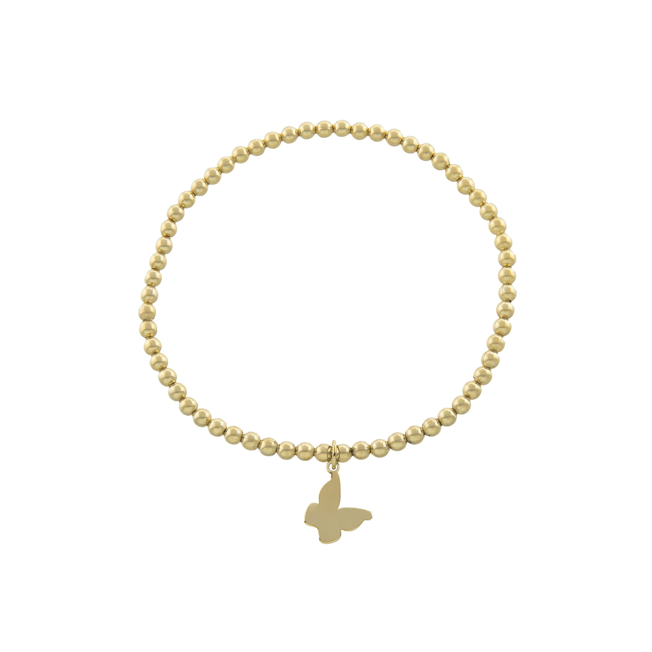 Pulsera Mariposa de Bolitas – Baño de Oro 14K - joyería AMANZA